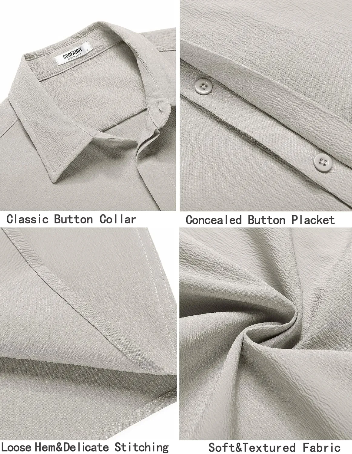 COOFANDY Men's Casual Short Sleeve Button Down Summer Beach Shirt Lightweight Textured Wrinkle Free Stretch Shirts