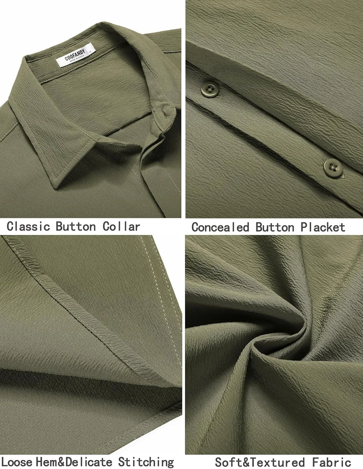 COOFANDY Men's Casual Short Sleeve Button Down Summer Beach Shirt Lightweight Textured Wrinkle Free Stretch Shirts