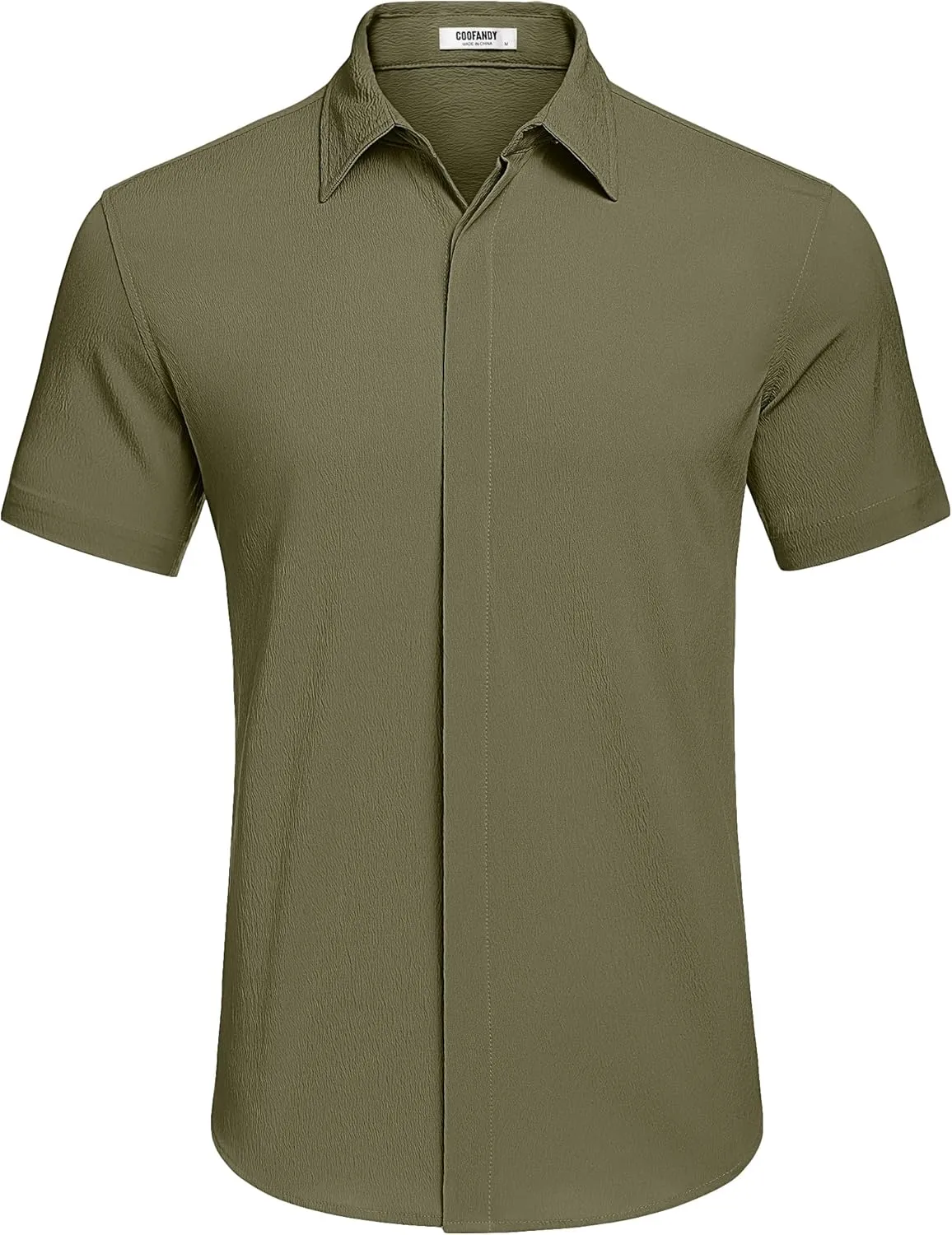 COOFANDY Men's Casual Short Sleeve Button Down Summer Beach Shirt Lightweight Textured Wrinkle Free Stretch Shirts