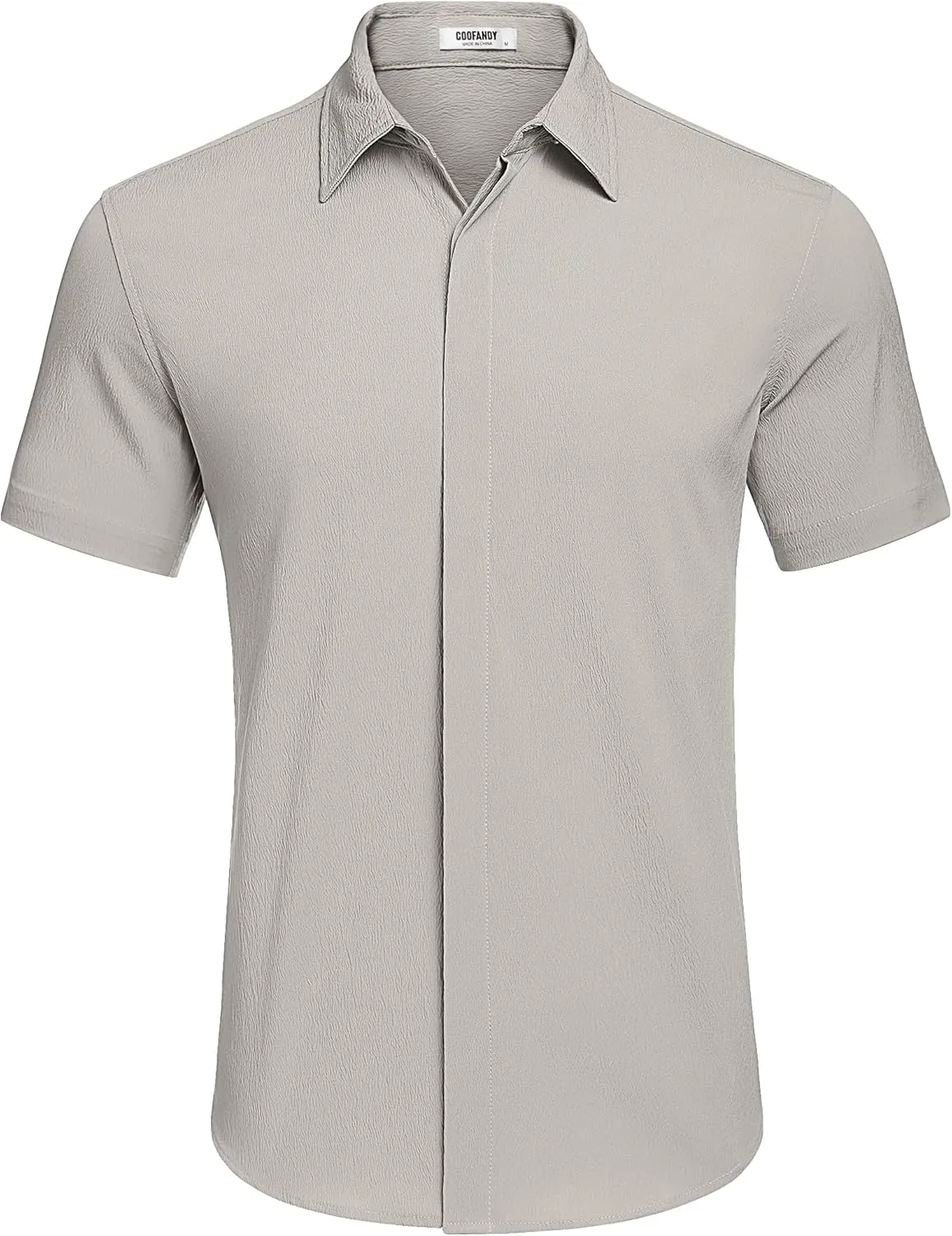 COOFANDY Men's Casual Short Sleeve Button Down Summer Beach Shirt Lightweight Textured Wrinkle Free Stretch Shirts