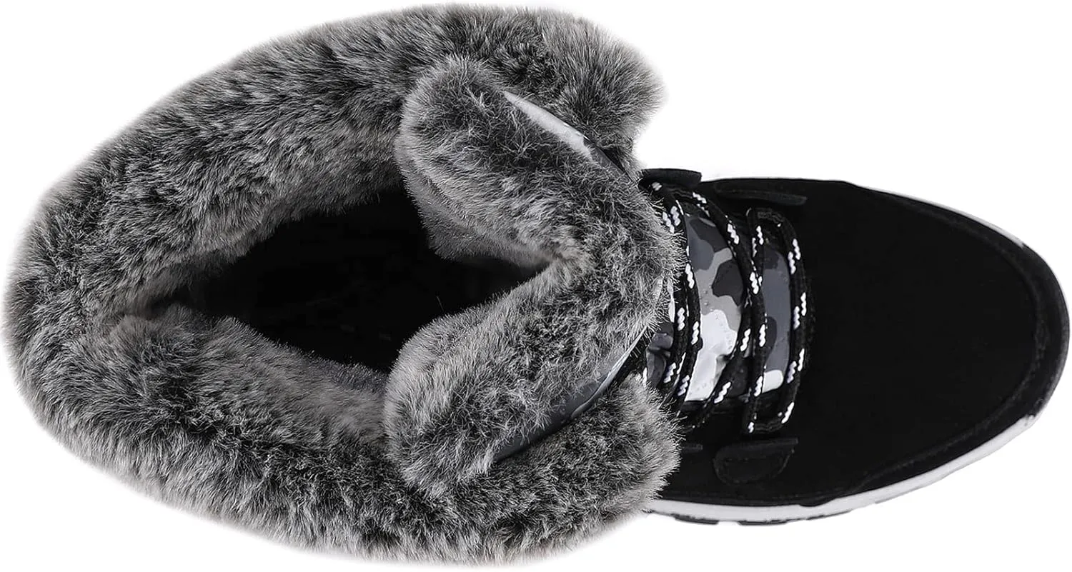 COOJOY Womens Winter Snow Boots Waterproof Shoes Walking Comfortable Hiking Tennis Booties Furry Mid Calf Warm Lightweight