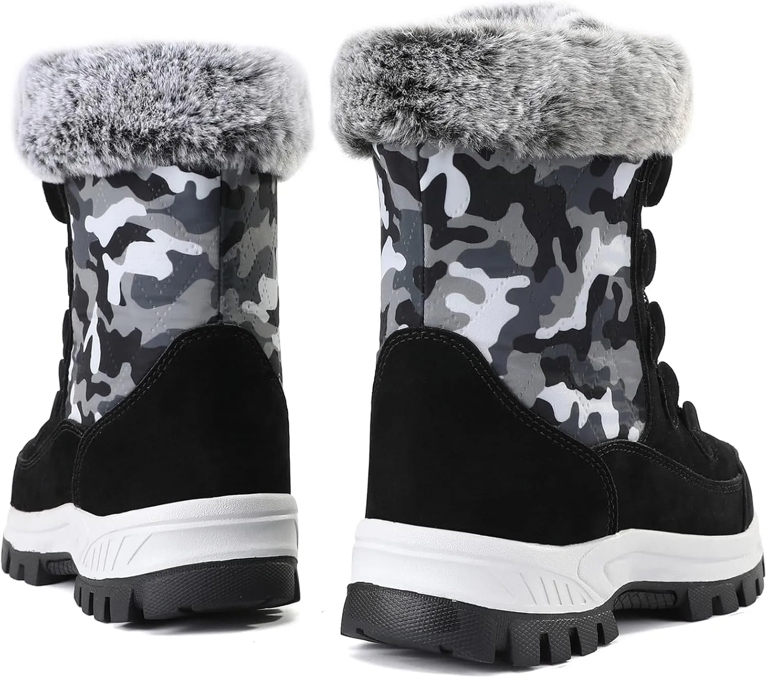 COOJOY Womens Winter Snow Boots Waterproof Shoes Walking Comfortable Hiking Tennis Booties Furry Mid Calf Warm Lightweight