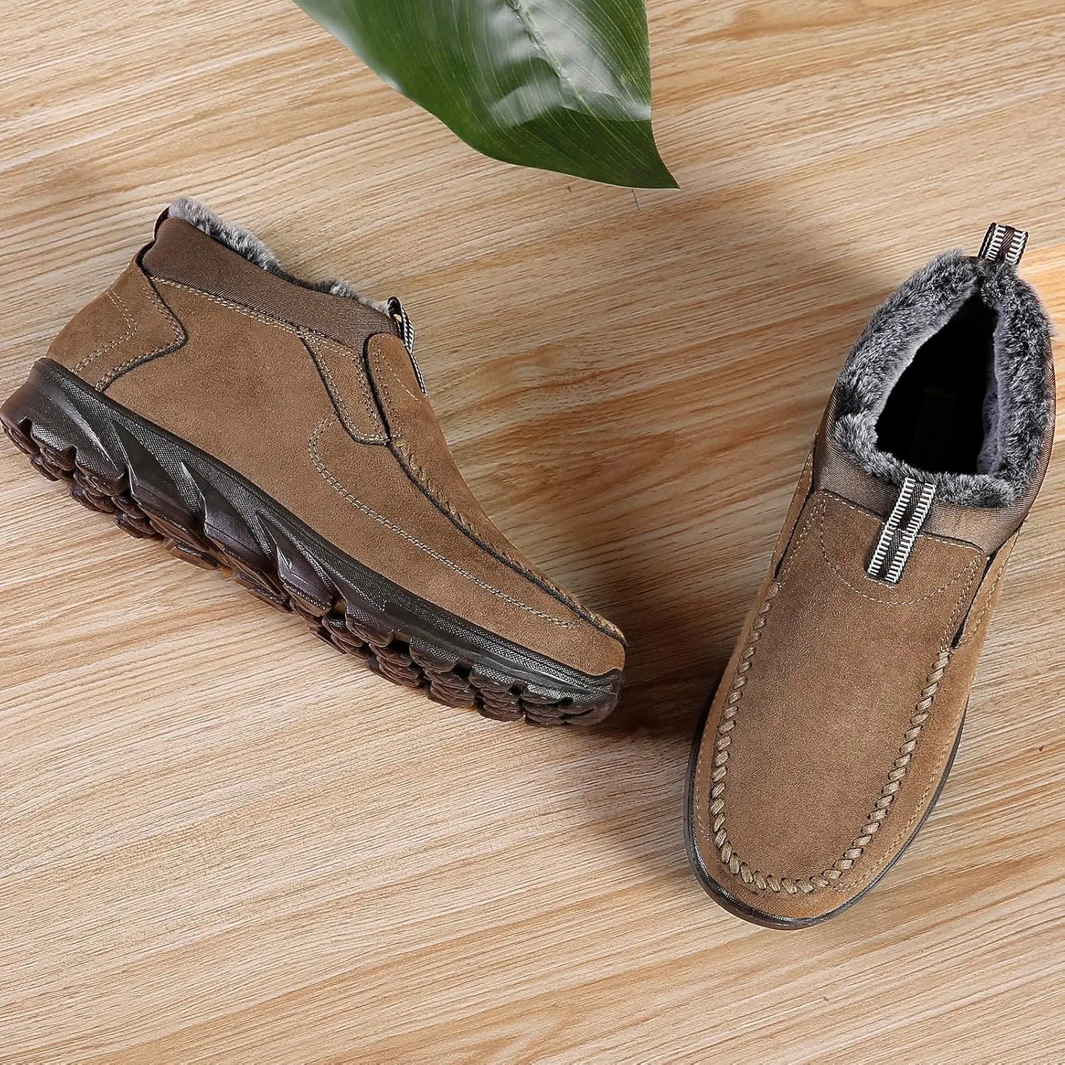 COSIDRAM Men Shoes Winter Snow Boots Cotton-padded Slip on Casual Warm Walking Sneakers House Shoes
