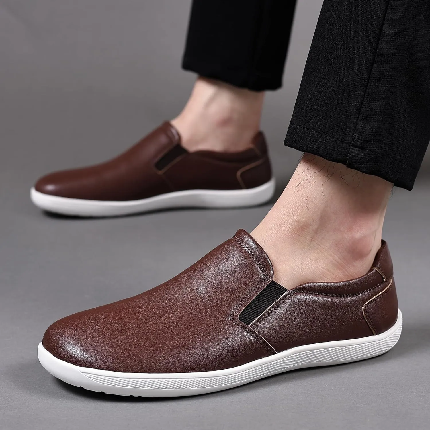 COSIDRAM Men's Casual Loafers Comfort Wide Toe Soft Daily Walking Sneakers Classic Slip On Shoes