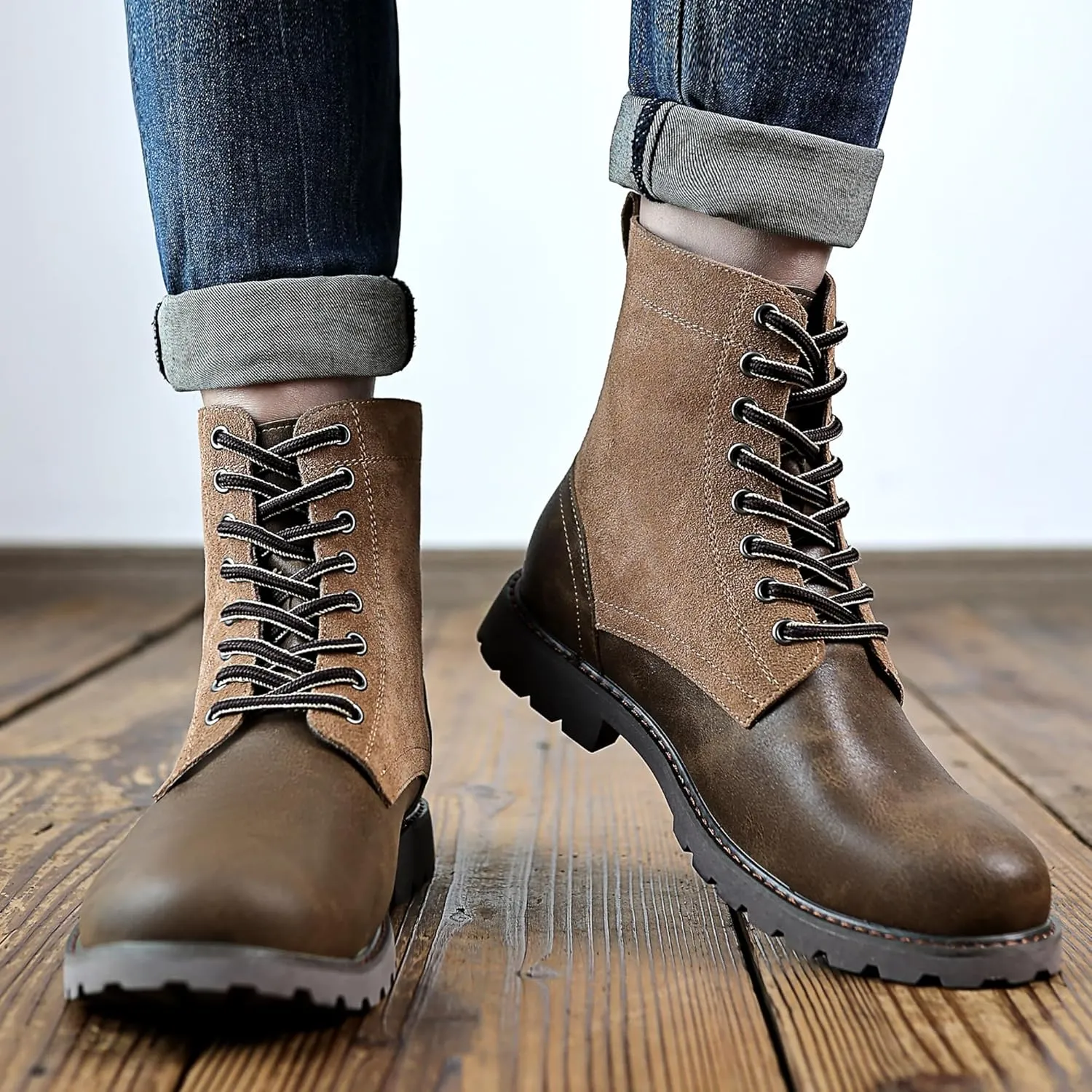 COSIDRAM Men's Casual Oxford Boots Classic Suede Chukka Boots Comfort Lace Up Business Dress Shoes
