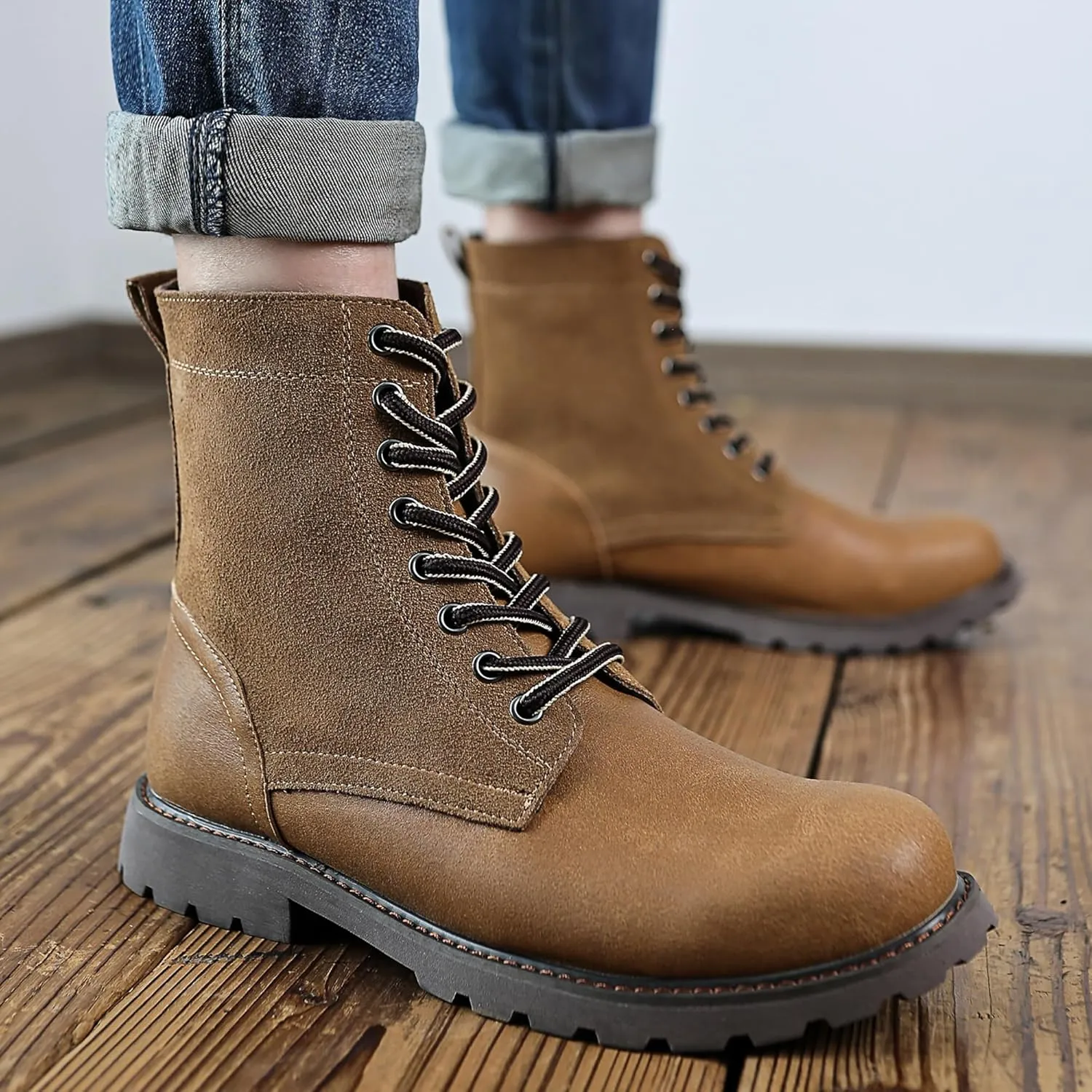 COSIDRAM Men's Casual Oxford Boots Classic Suede Chukka Boots Comfort Lace Up Business Dress Shoes