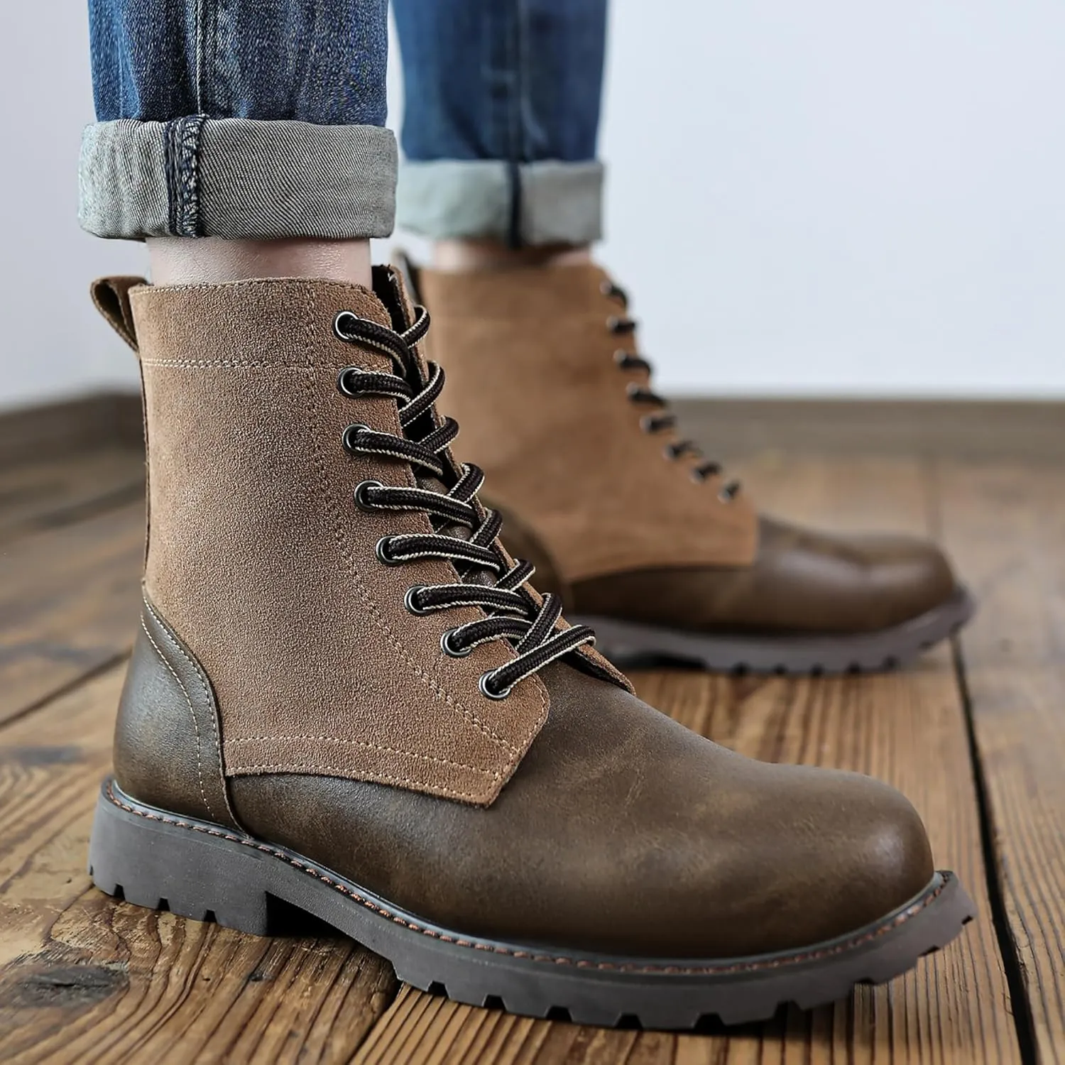 COSIDRAM Men's Casual Oxford Boots Classic Suede Chukka Boots Comfort Lace Up Business Dress Shoes