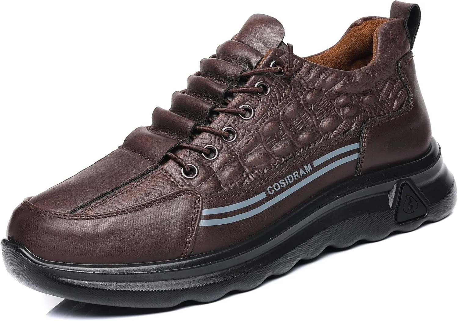 COSIDRAM Men's Casual Shoes Stylish Embossed Crocodile Print Sneakers Soft Walking Loafers