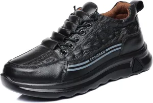 COSIDRAM Men's Casual Shoes Stylish Embossed Crocodile Print Sneakers Soft Walking Loafers