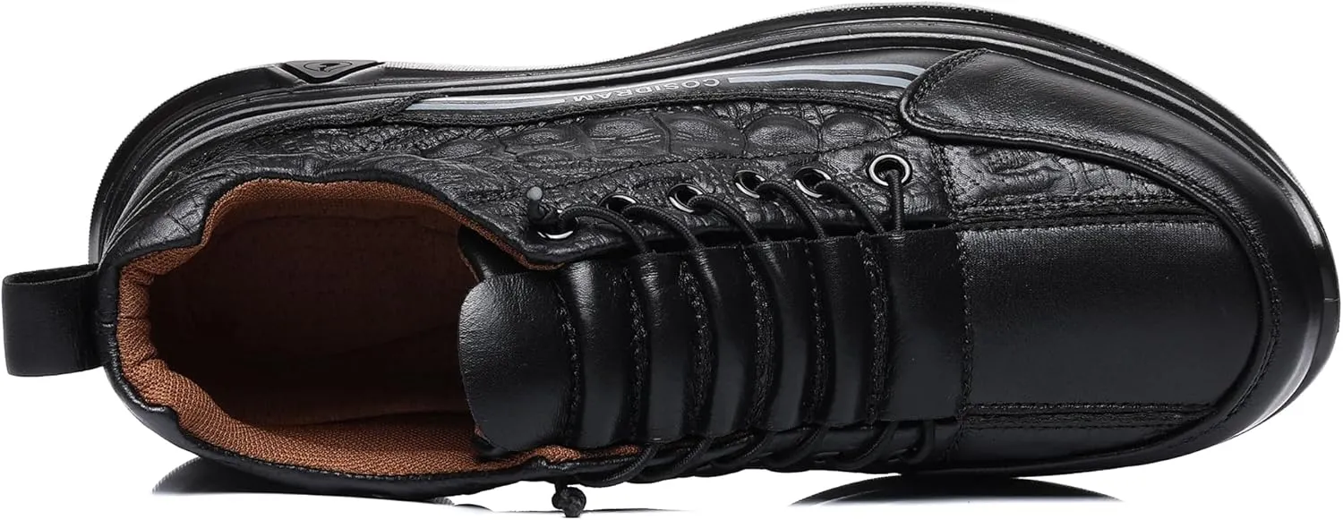 COSIDRAM Men's Casual Shoes Stylish Embossed Crocodile Print Sneakers Soft Walking Loafers