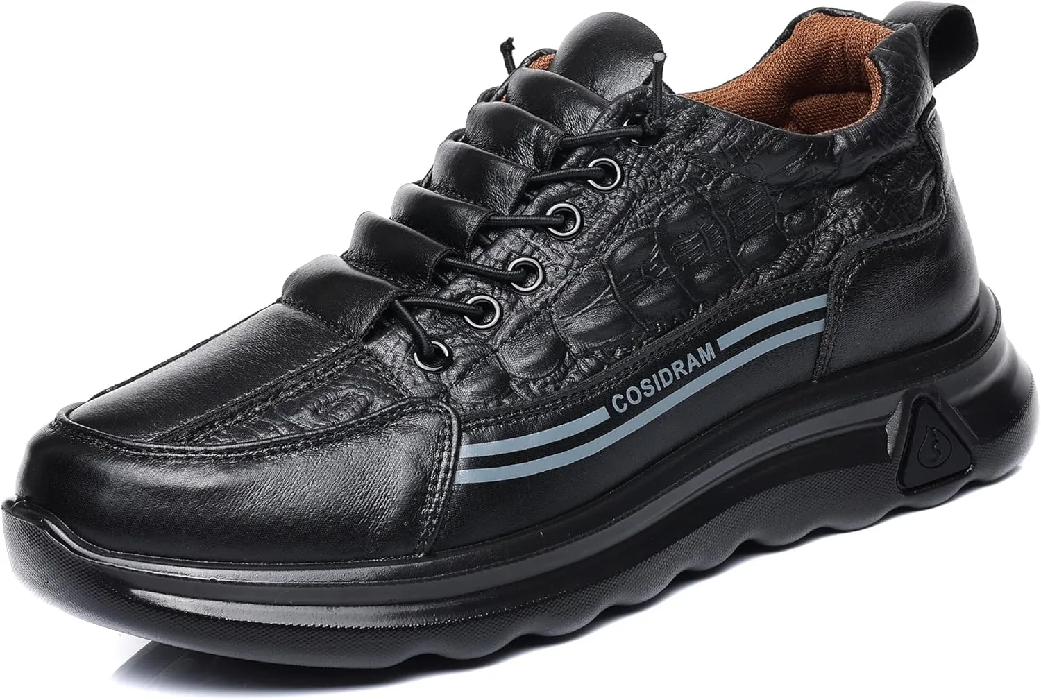 COSIDRAM Men's Casual Shoes Stylish Embossed Crocodile Print Sneakers Soft Walking Loafers