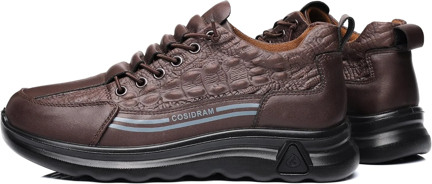 COSIDRAM Men's Casual Shoes Stylish Embossed Crocodile Print Sneakers Soft Walking Loafers