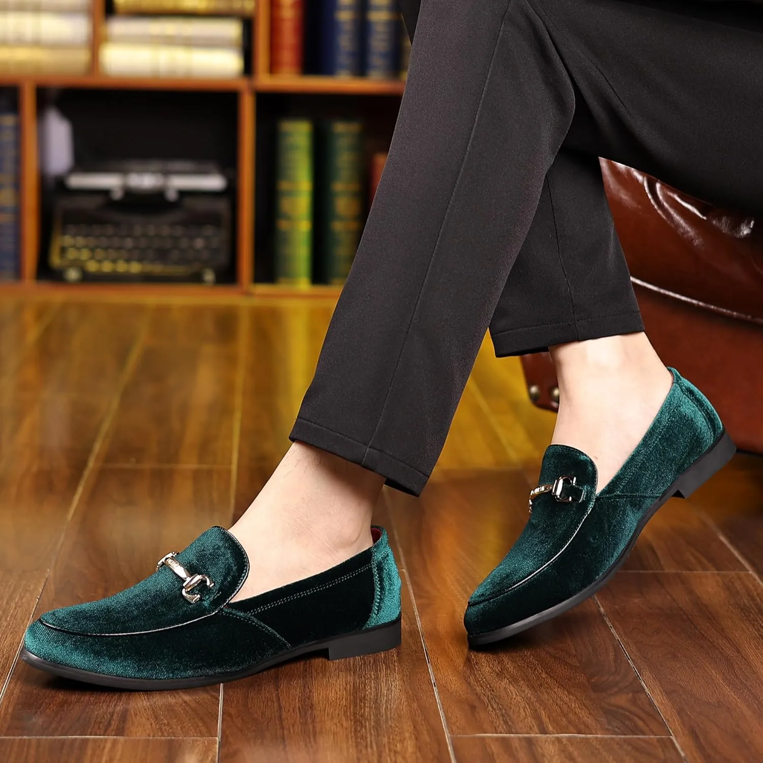 COSIDRAM Mens Dress Shoes Loafers Business Classic Suede Luxury Copper Chain Party Wedding Moccasins for Male