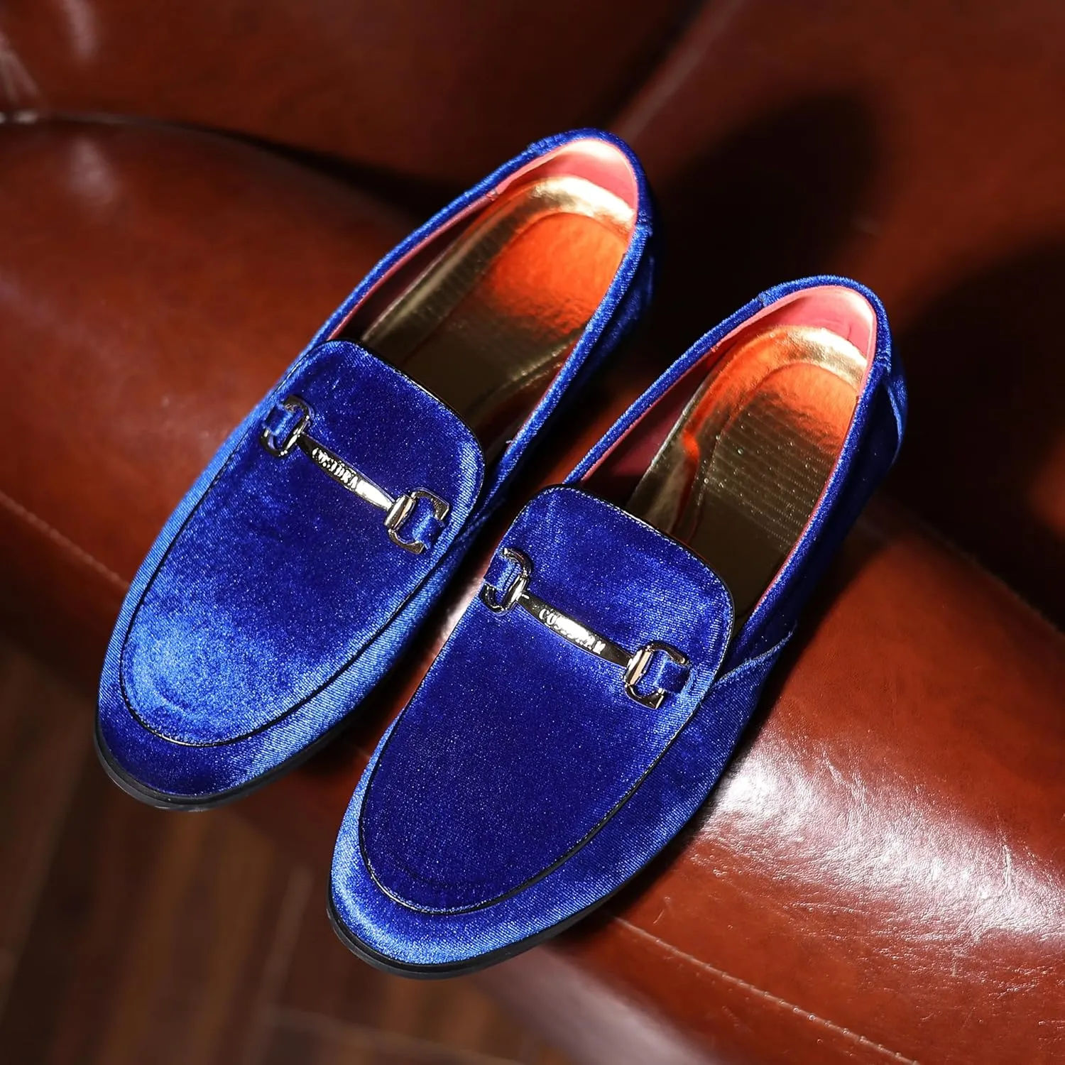 COSIDRAM Mens Dress Shoes Loafers Business Classic Suede Luxury Copper Chain Party Wedding Moccasins for Male