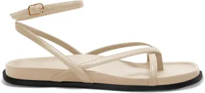 Coutgo Womens Strappy Flat Sandals Comfortable Flip Flop Footbed Sandals Ankle Strap Summer Beach Shoes