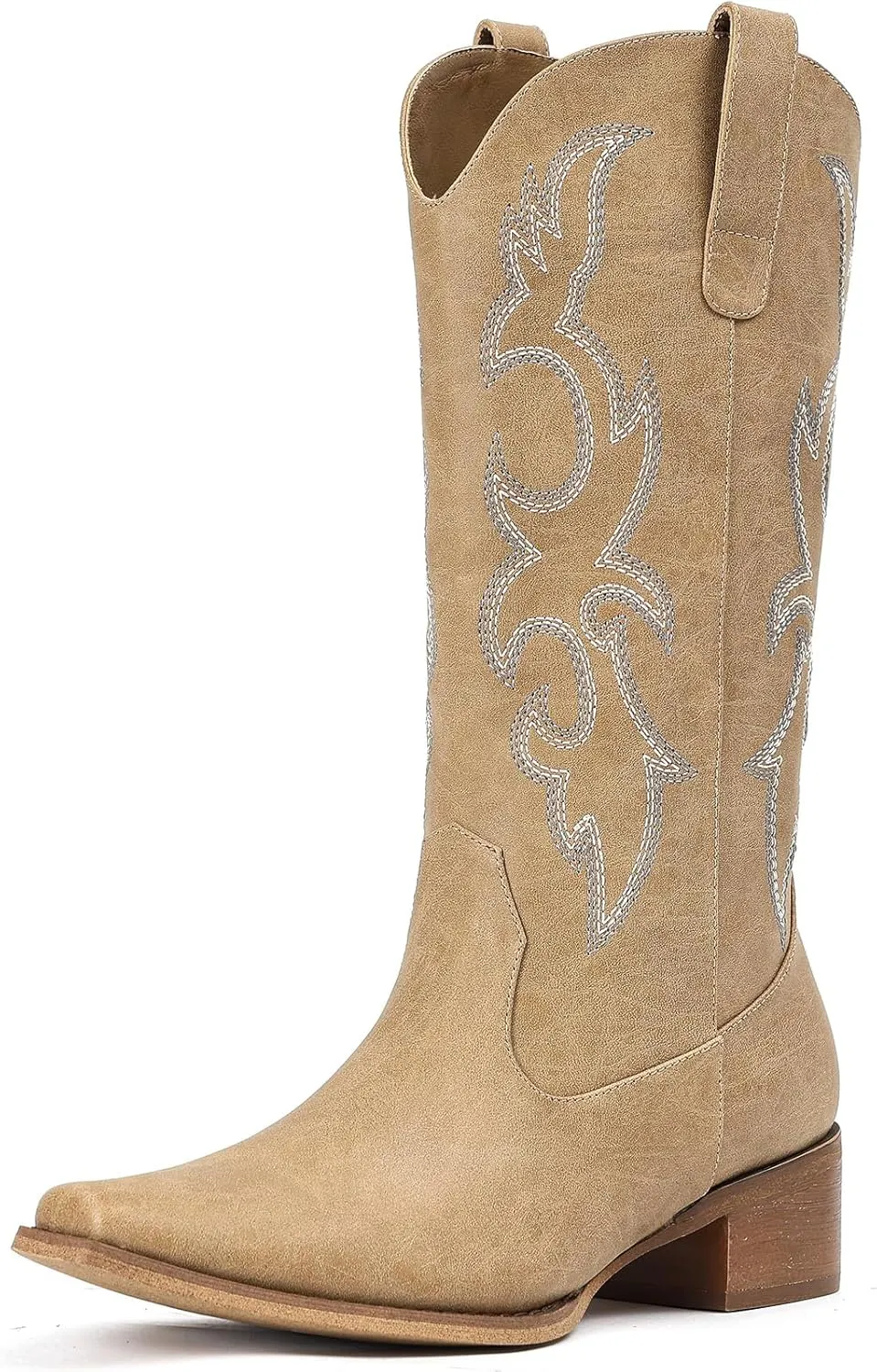 Cowboy Boots for Women - Embroidered Cowgirl Boots Western Mid Calf Fashion Chunky Heel Pointed Toe Country Boot