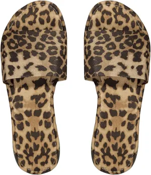 COZYEASE Women's Leopard Print Y2k Slide Sandals Dressy Open Toe Slip On Flat Sandals