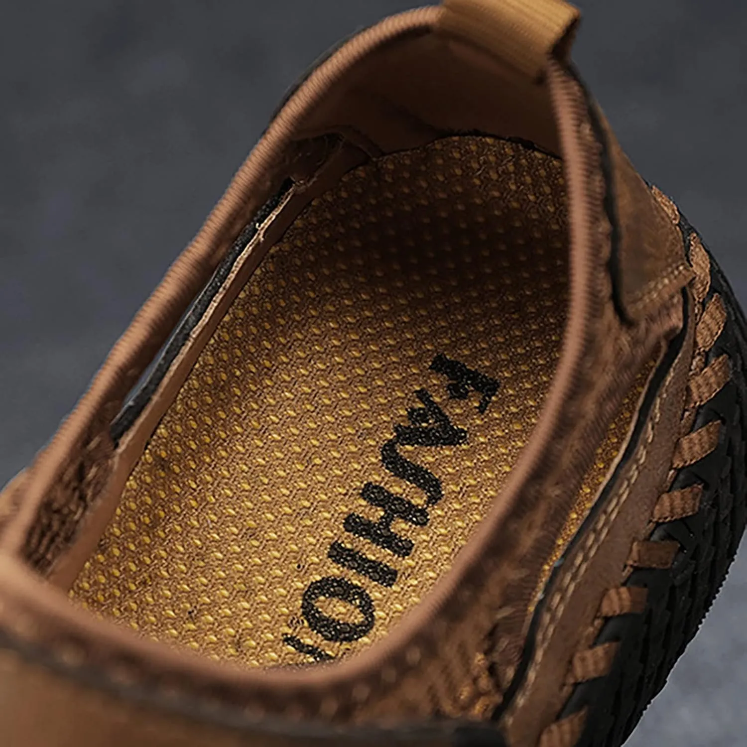 CsgrFagr 2023 Men's New Summer Breathable Versatile Trend Outdoor Handmade Large Beach Shoes Closed Toe Sandals for Men Size 13 (Brown, 11)