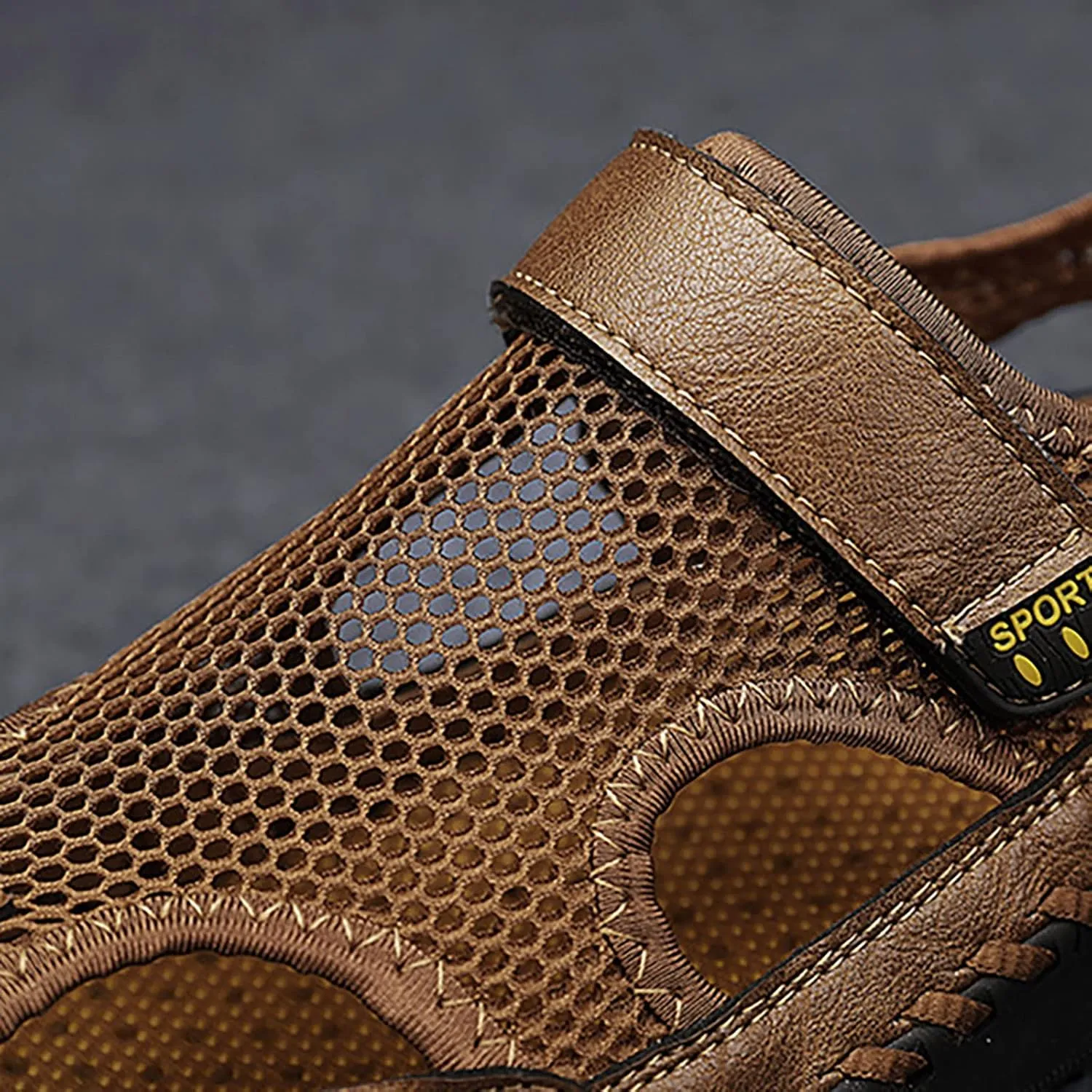 CsgrFagr 2023 Men's New Summer Breathable Versatile Trend Outdoor Handmade Large Beach Shoes Closed Toe Sandals for Men Size 13 (Brown, 11)