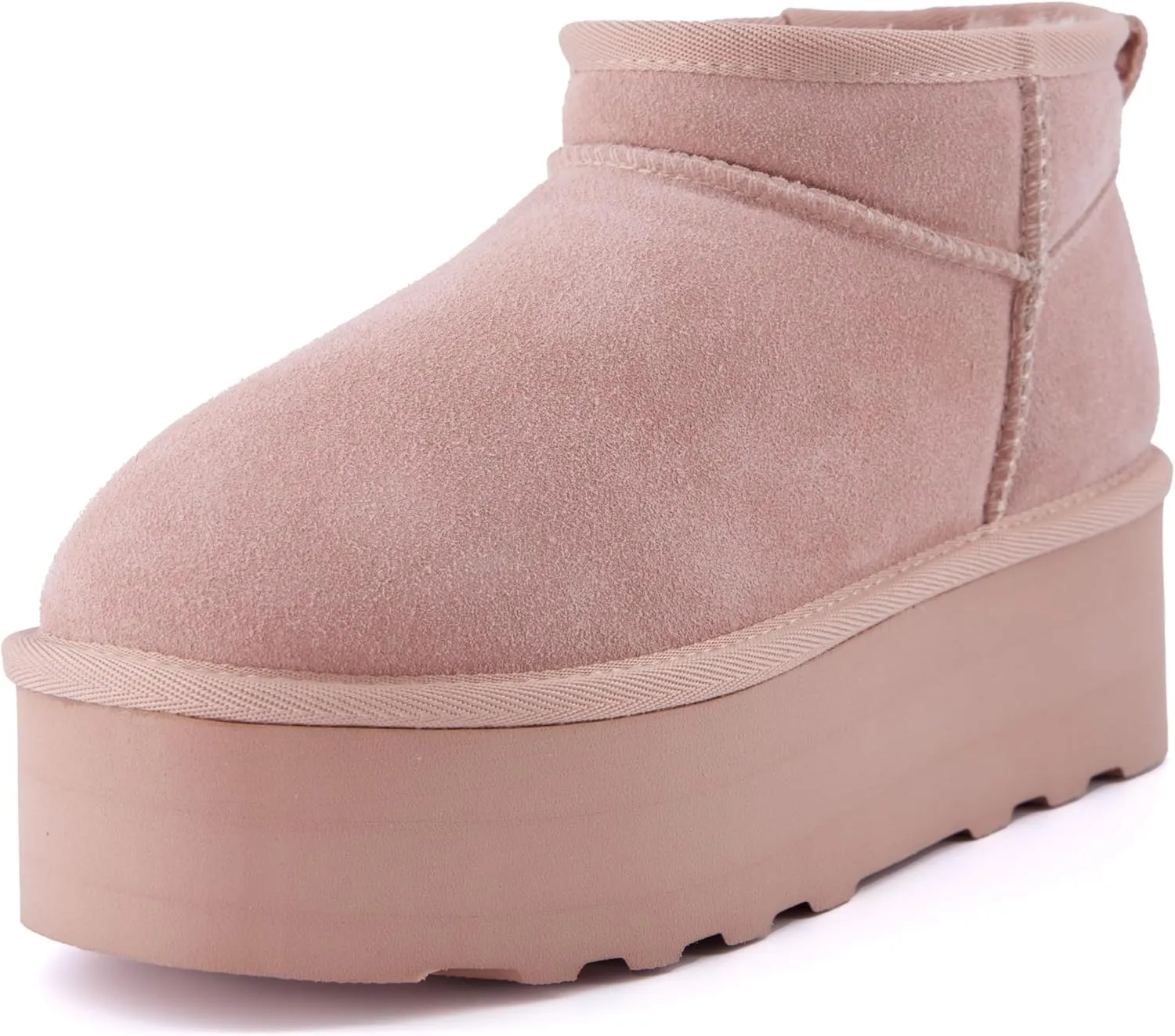 CUSHIONAIRE Hippy Women’s Platform Ankle Boots – Genuine Suede, Faux Fur Lining, Cozy Winter Slip-On Design, Comfortable Footwear with Wide Widths Available