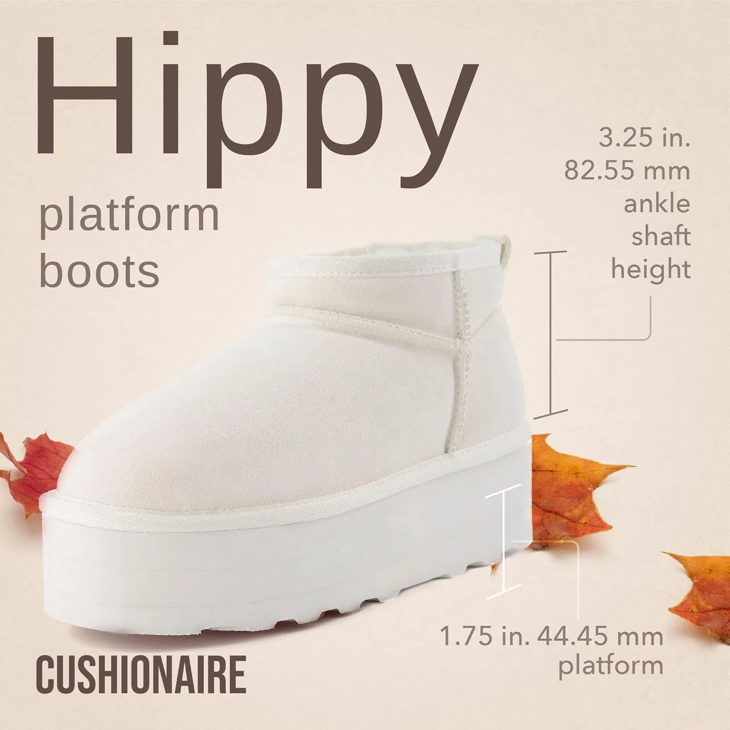 CUSHIONAIRE Hippy Women’s Platform Ankle Boots – Genuine Suede, Faux Fur Lining, Cozy Winter Slip-On Design, Comfortable Footwear with Wide Widths Available