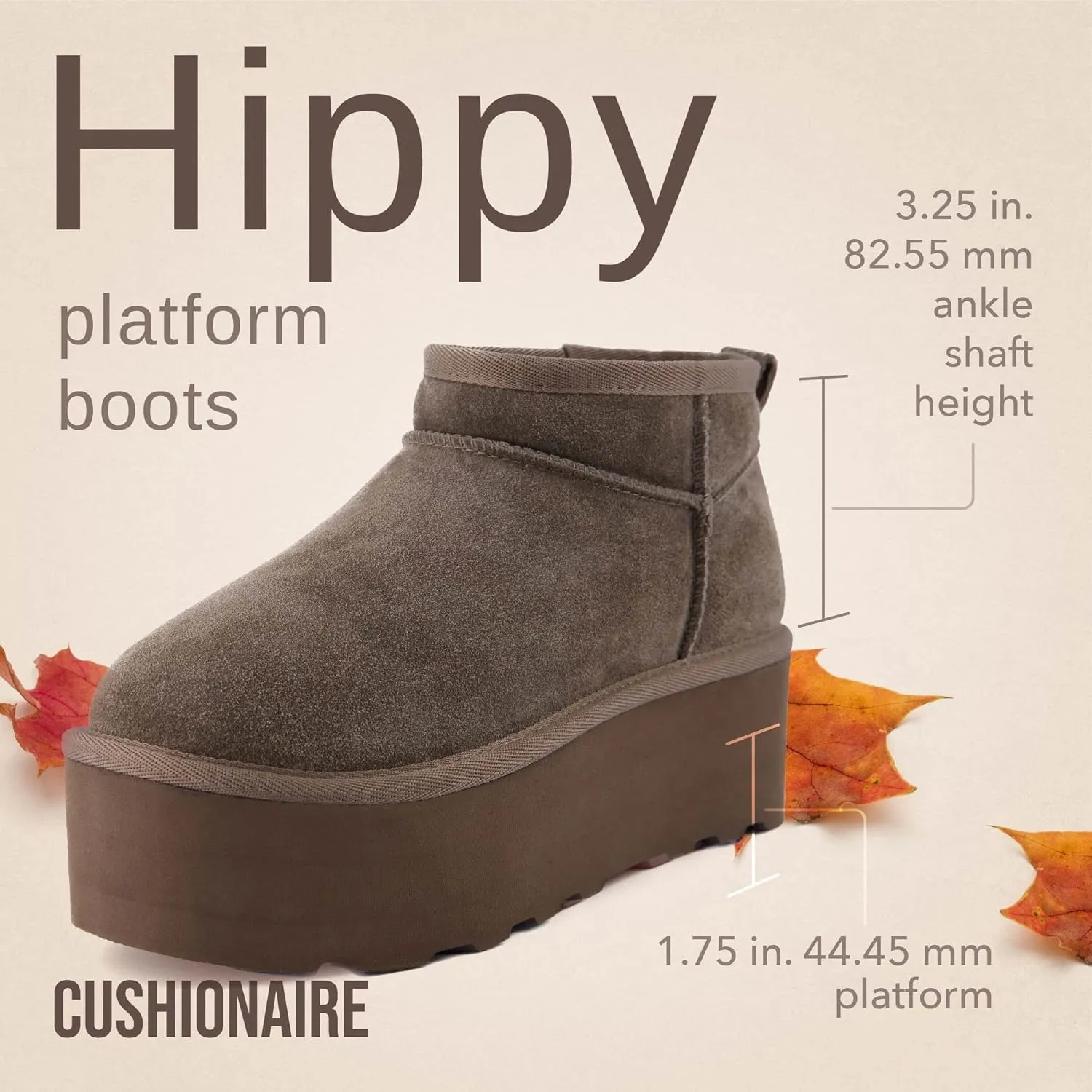 CUSHIONAIRE Hippy Women’s Platform Ankle Boots – Genuine Suede, Faux Fur Lining, Cozy Winter Slip-On Design, Comfortable Footwear with Wide Widths Available
