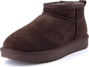 CUSHIONAIRE Women's Hip 2 Genuine Suede Ankle Snow Boots - Pull-On with Cozy Faux Shearling Lining,  Memory Foam