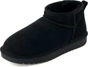 CUSHIONAIRE Women's Hip 2 Genuine Suede Ankle Snow Boots - Pull-On with Cozy Faux Shearling Lining,  Memory Foam