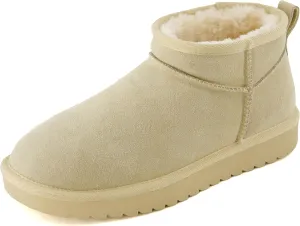 CUSHIONAIRE Women's Hip 2 Genuine Suede Ankle Snow Boots - Pull-On with Cozy Faux Shearling Lining,  Memory Foam