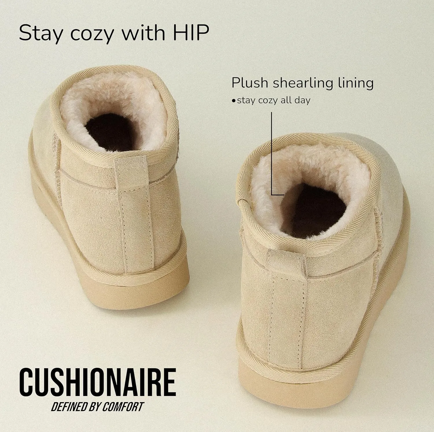 CUSHIONAIRE Women's Hip 2 Genuine Suede Ankle Snow Boots - Pull-On with Cozy Faux Shearling Lining,  Memory Foam