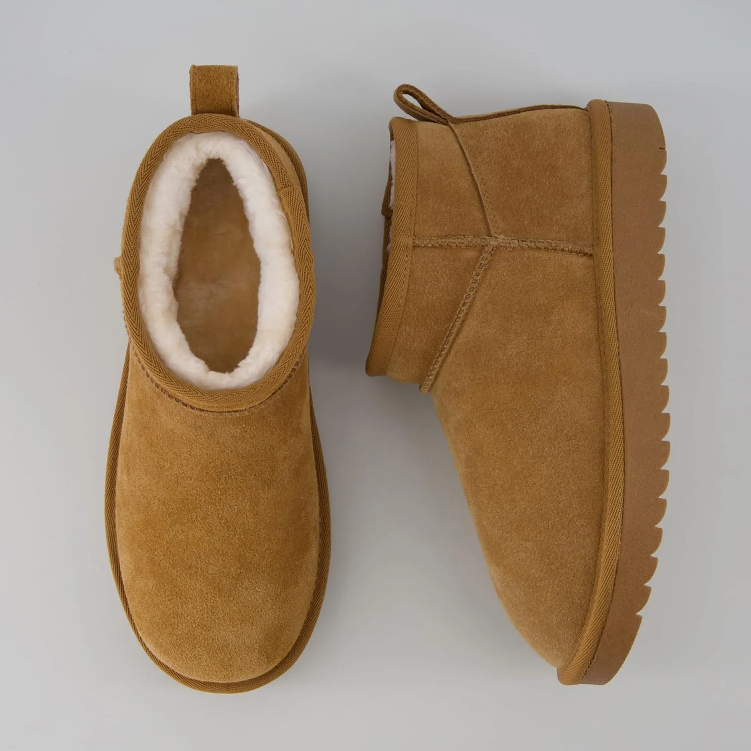 CUSHIONAIRE Women's Hip 2 Genuine Suede Ankle Snow Boots - Pull-On with Cozy Faux Shearling Lining,  Memory Foam