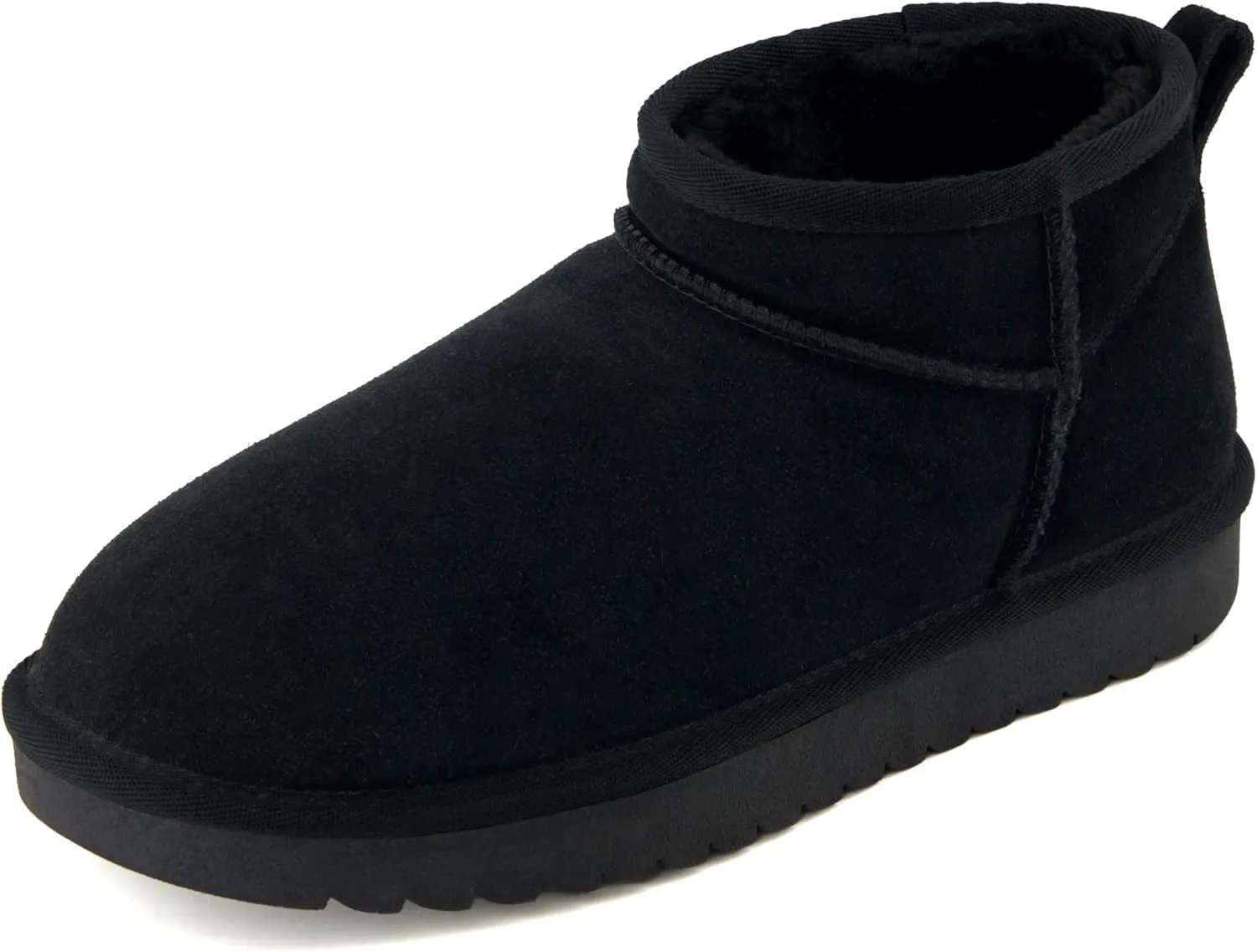 CUSHIONAIRE Women's Hip 2 Genuine Suede Ankle Snow Boots - Pull-On with Cozy Faux Shearling Lining,  Memory Foam