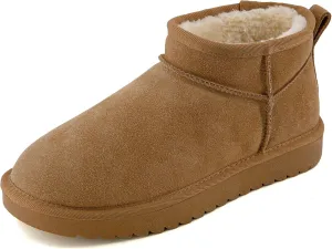 CUSHIONAIRE Women's Hip 2 Genuine Suede Ankle Snow Boots - Pull-On with Cozy Faux Shearling Lining,  Memory Foam