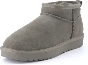 CUSHIONAIRE Women's Hip 2 Genuine Suede Ankle Snow Boots - Pull-On with Cozy Faux Shearling Lining,  Memory Foam
