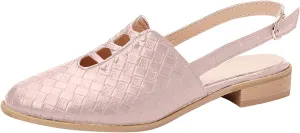 Cutout Sandal for Women Fashion Pointed Toe Closed Toe Weave Strap Buckle Casual Flat Sandalias Summer Comfortable Low Heel Slides Mules Shoes
