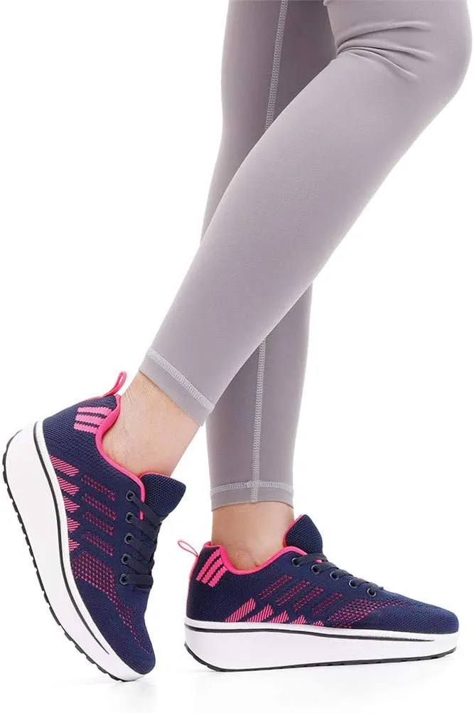DADAWEN Women's Slip On Breathable Mesh Walking Tennis Shoes Lightweight Comfort Wedge Platform Casual Sneakers for Gym Travel Work (Size:US5-US12)