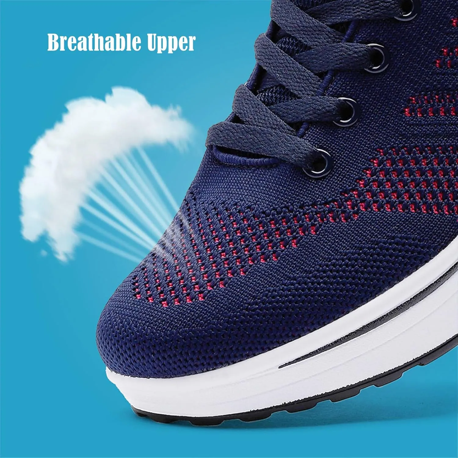 DADAWEN Women's Slip On Breathable Mesh Walking Tennis Shoes Lightweight Comfort Wedge Platform Casual Sneakers for Gym Travel Work (Size:US5-US12)