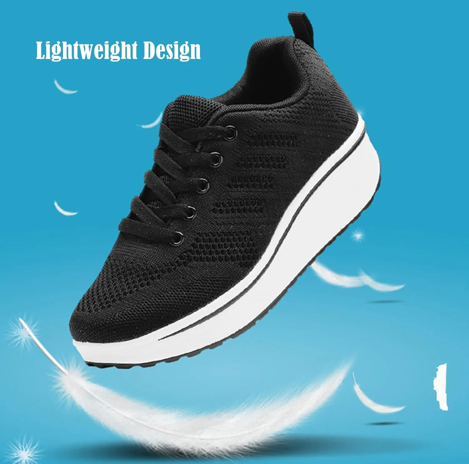 DADAWEN Women's Slip On Breathable Mesh Walking Tennis Shoes Lightweight Comfort Wedge Platform Casual Sneakers for Gym Travel Work (Size:US5-US12)