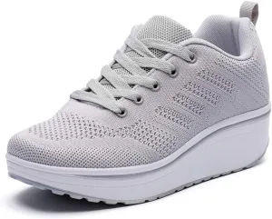 DADAWEN Women's Slip On Breathable Mesh Walking Tennis Shoes Lightweight Comfort Wedge Platform Casual Sneakers for Gym Travel Work (Size:US5-US12)