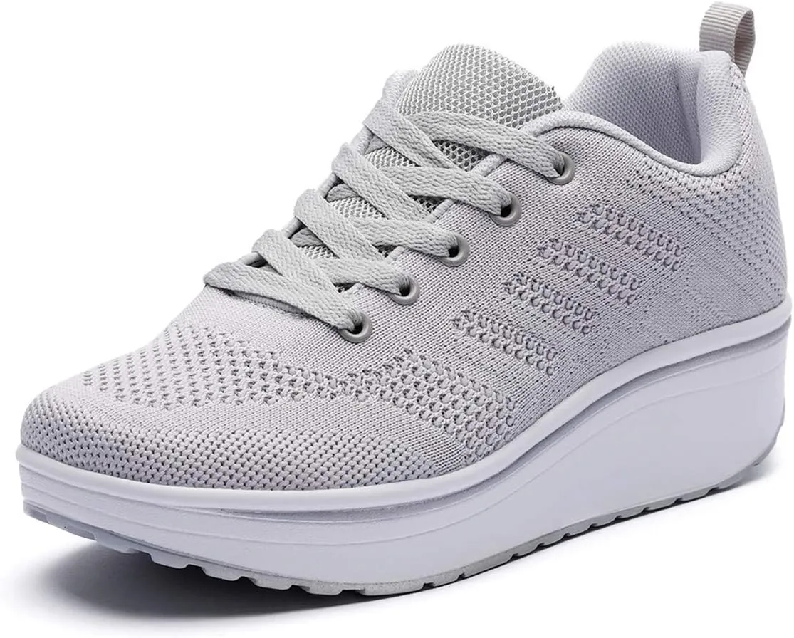 DADAWEN Women's Slip On Breathable Mesh Walking Tennis Shoes Lightweight Comfort Wedge Platform Casual Sneakers for Gym Travel Work (Size:US5-US12)