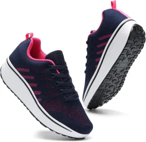 DADAWEN Women's Slip On Breathable Mesh Walking Tennis Shoes Lightweight Comfort Wedge Platform Casual Sneakers for Gym Travel Work (Size:US5-US12)