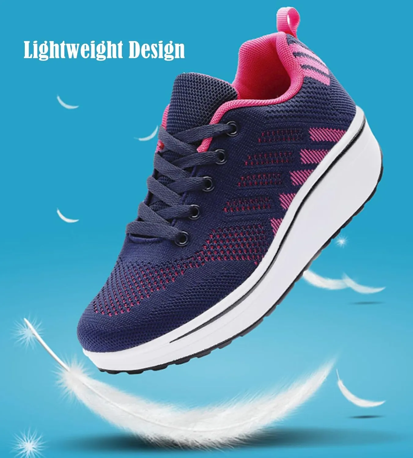 DADAWEN Women's Slip On Breathable Mesh Walking Tennis Shoes Lightweight Comfort Wedge Platform Casual Sneakers for Gym Travel Work (Size:US5-US12)