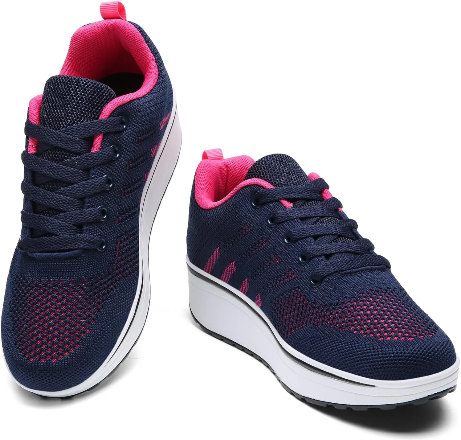 DADAWEN Women's Slip On Breathable Mesh Walking Tennis Shoes Lightweight Comfort Wedge Platform Casual Sneakers for Gym Travel Work (Size:US5-US12)