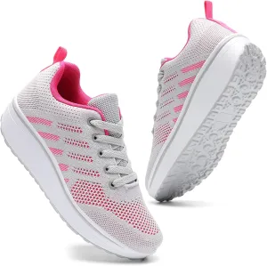 DADAWEN Women's Slip On Breathable Mesh Walking Tennis Shoes Lightweight Comfort Wedge Platform Casual Sneakers for Gym Travel Work (Size:US5-US12)