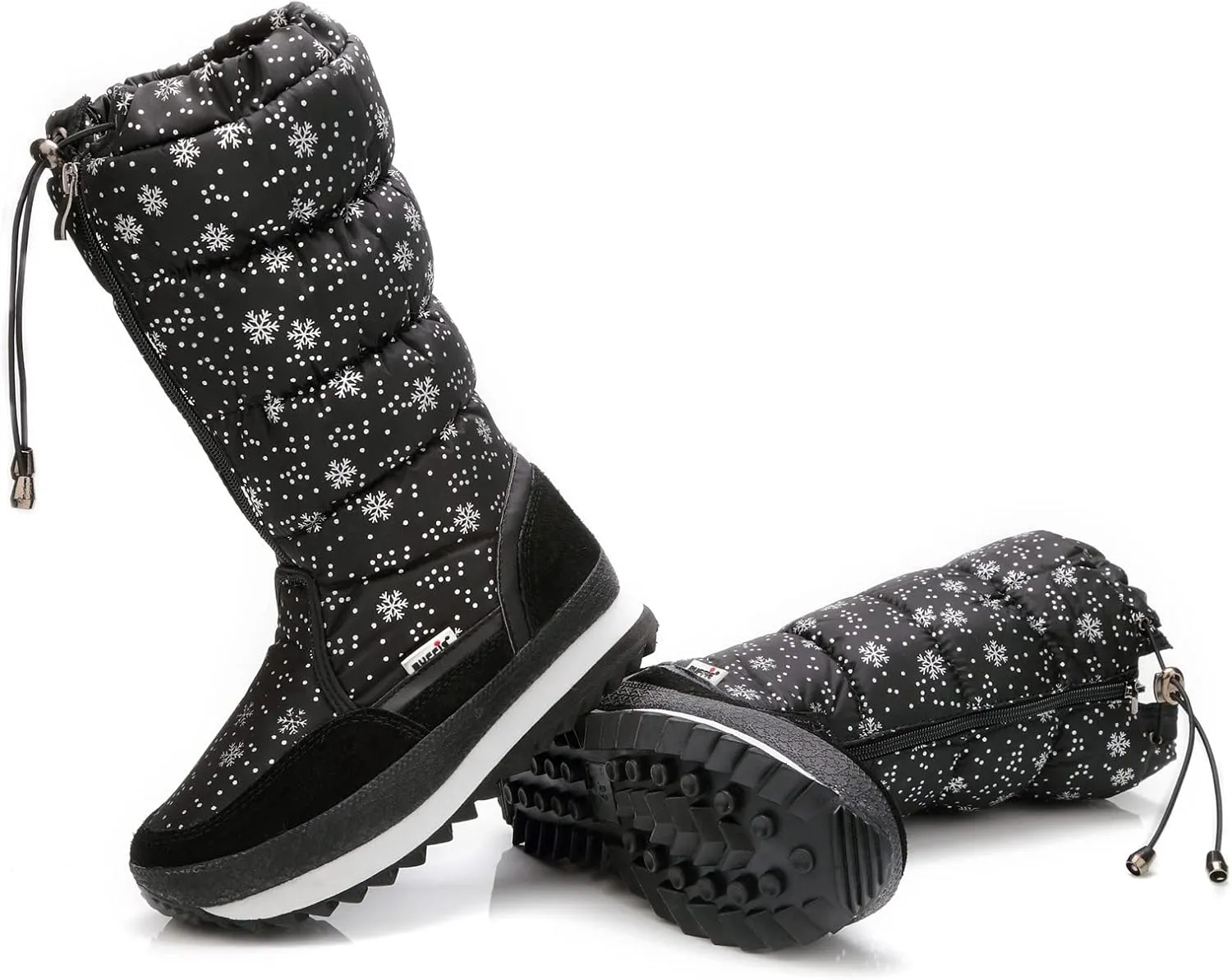 DADAWEN Women's Winter Waterproof Fur Lined Frosty Snow Boots