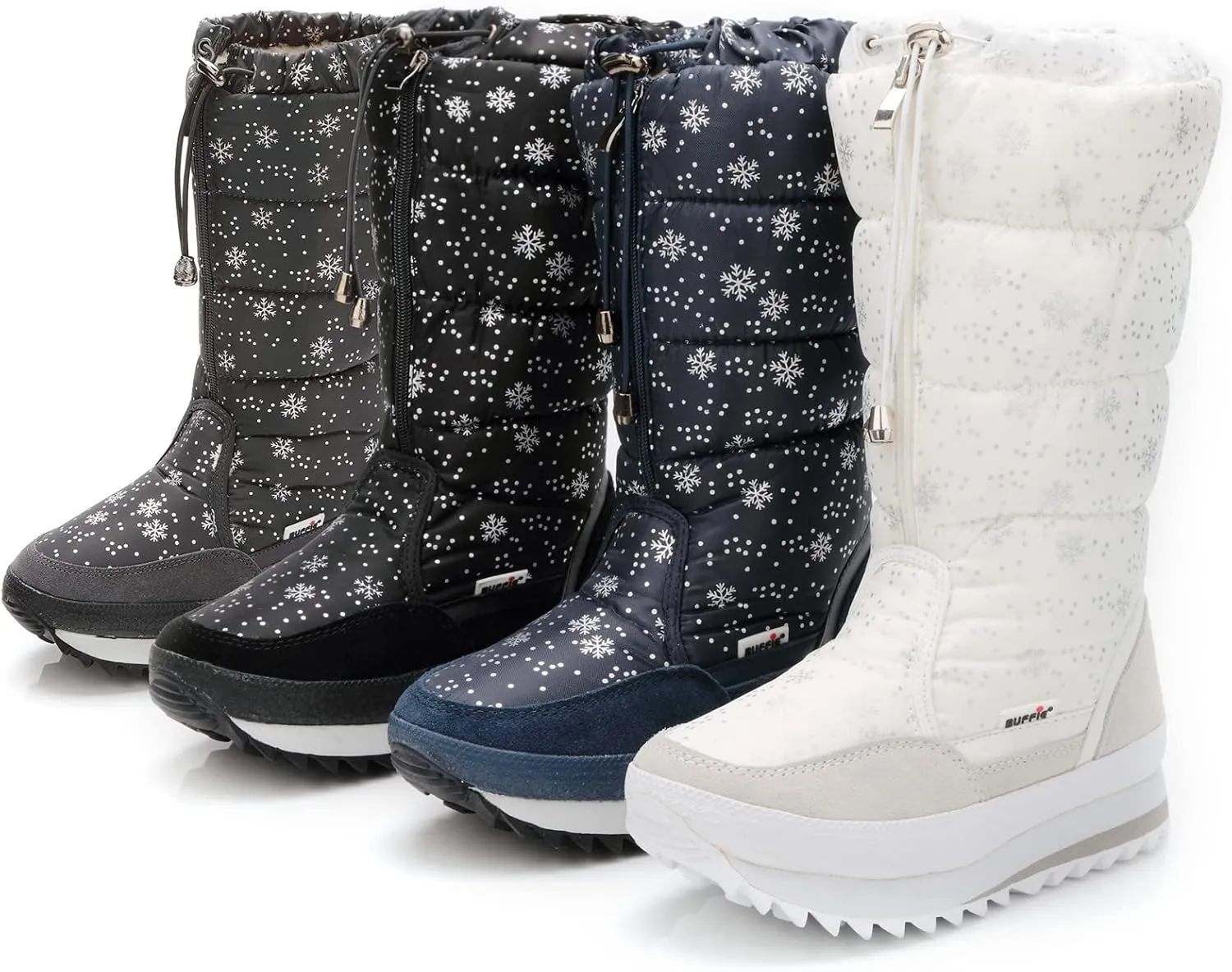 DADAWEN Women's Winter Waterproof Fur Lined Frosty Snow Boots