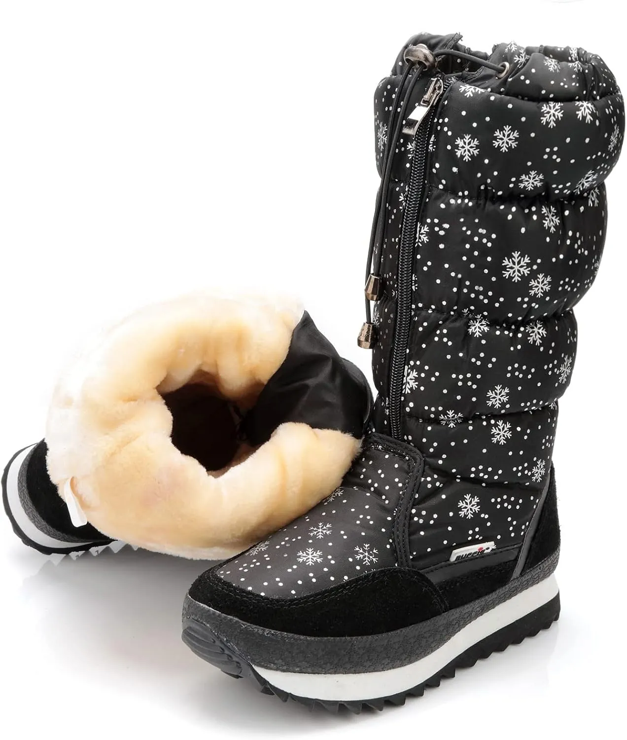 DADAWEN Women's Winter Waterproof Fur Lined Frosty Snow Boots