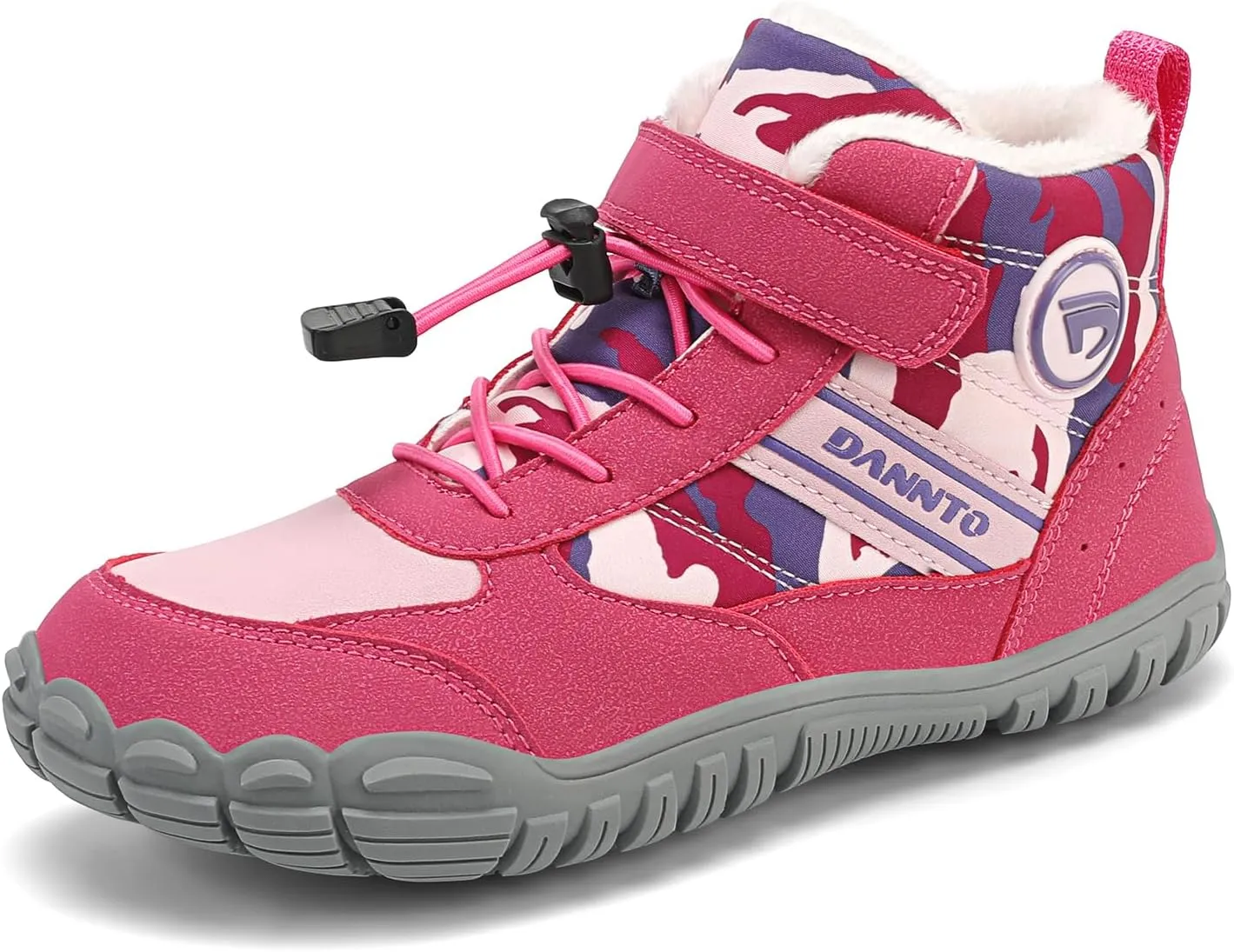 Dannto Kids Winter Snow Boots Boys Girls Wide Toe Box Warm Barefoot Hiking Shoes Fur Lined Outdoor Ankle Walking Boots