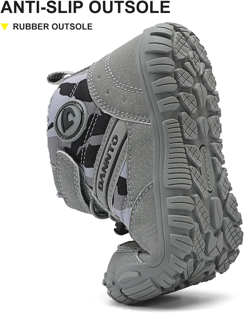 Dannto Kids Winter Snow Boots Boys Girls Wide Toe Box Warm Barefoot Hiking Shoes Fur Lined Outdoor Ankle Walking Boots