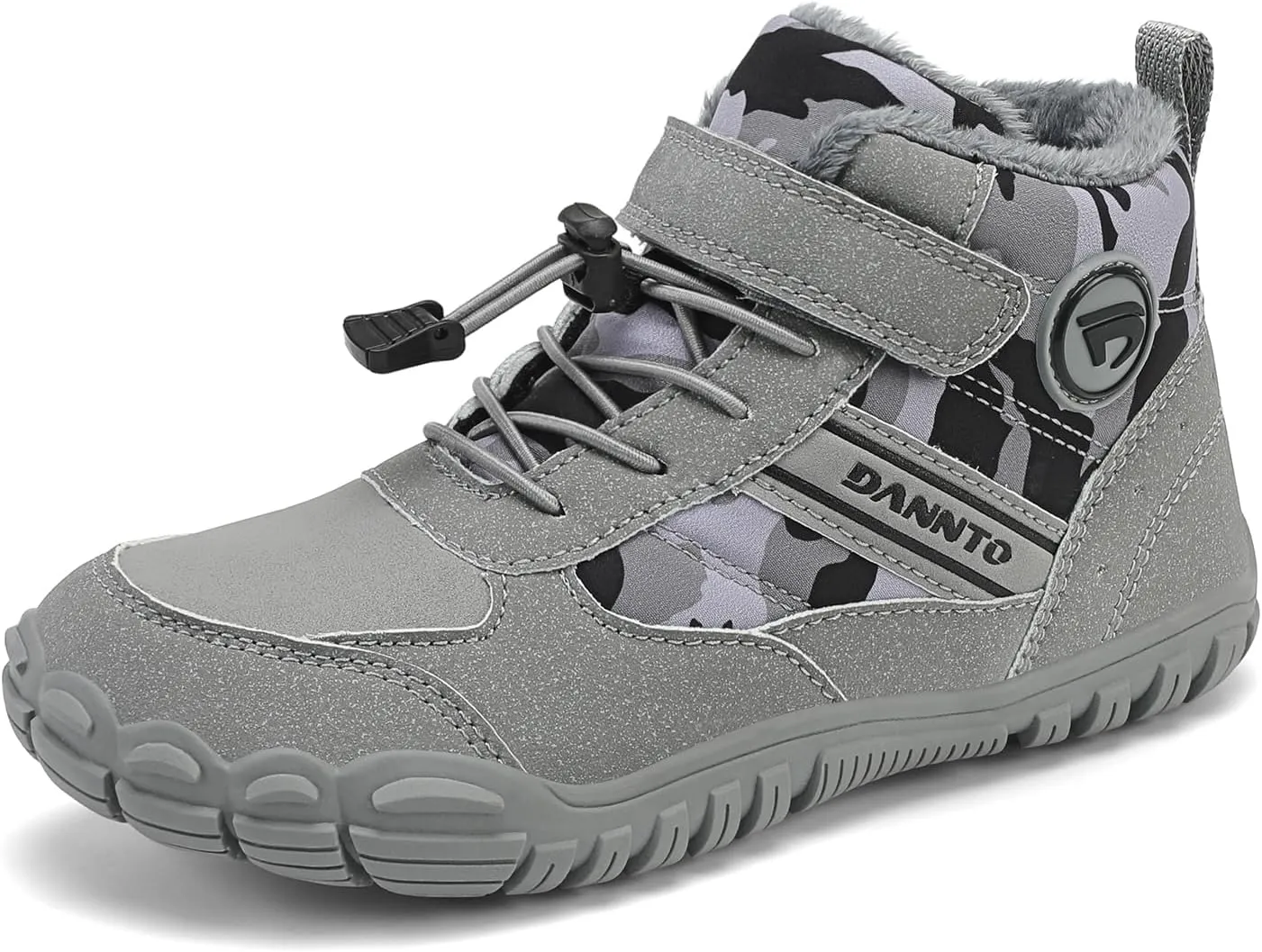 Dannto Kids Winter Snow Boots Boys Girls Wide Toe Box Warm Barefoot Hiking Shoes Fur Lined Outdoor Ankle Walking Boots